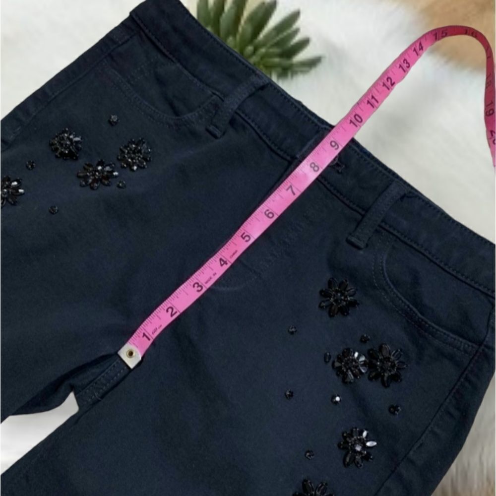 TALBOTS FLAWLESS LIMITED EDITION HIGH MID RISE SLIM ANKLE BLACK SEQUINED JEANS 4 - Picture 10 of 13